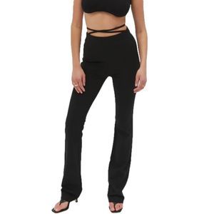 NWT STYLE ADDICT BLACK WAIST TIE FLARE PANTS (LONG)